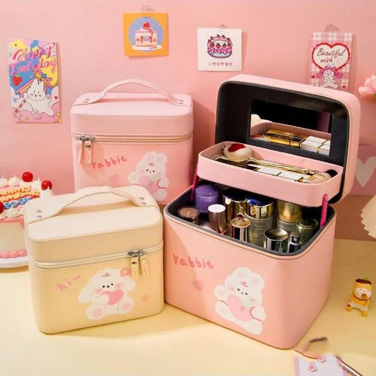 Women's Large Capacity Cosmetic Bag Color Matching Multifunctional Portable Cosmetic Storage Box Portable Large Storage Box