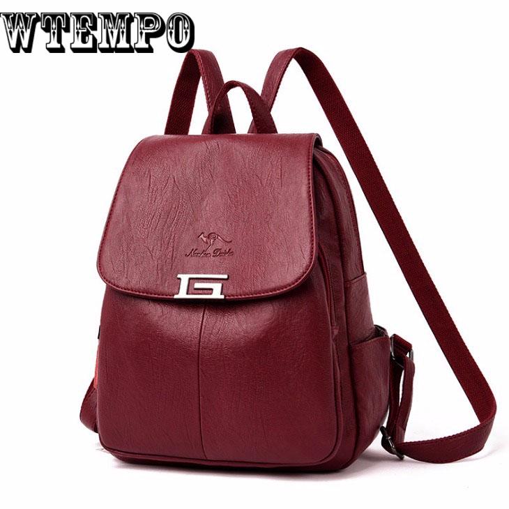 Fashion Multifunction Backpack School Bags For Women Leather Backpacks Vintage Female Shoulder Bag