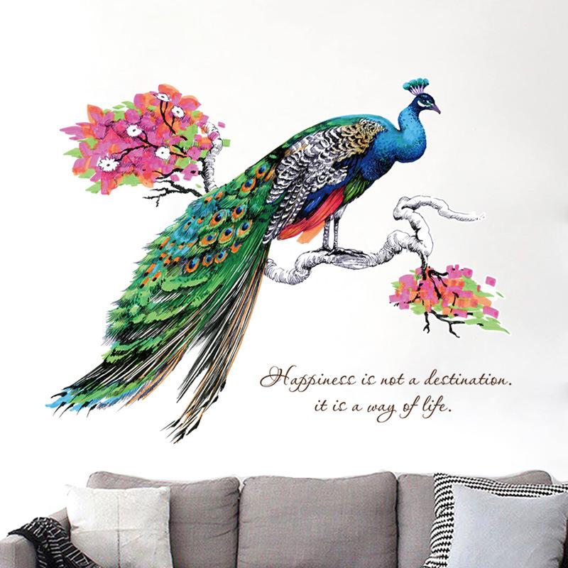 Good life peacock dream painting life personality wall stickers porch novel removable wall stickers