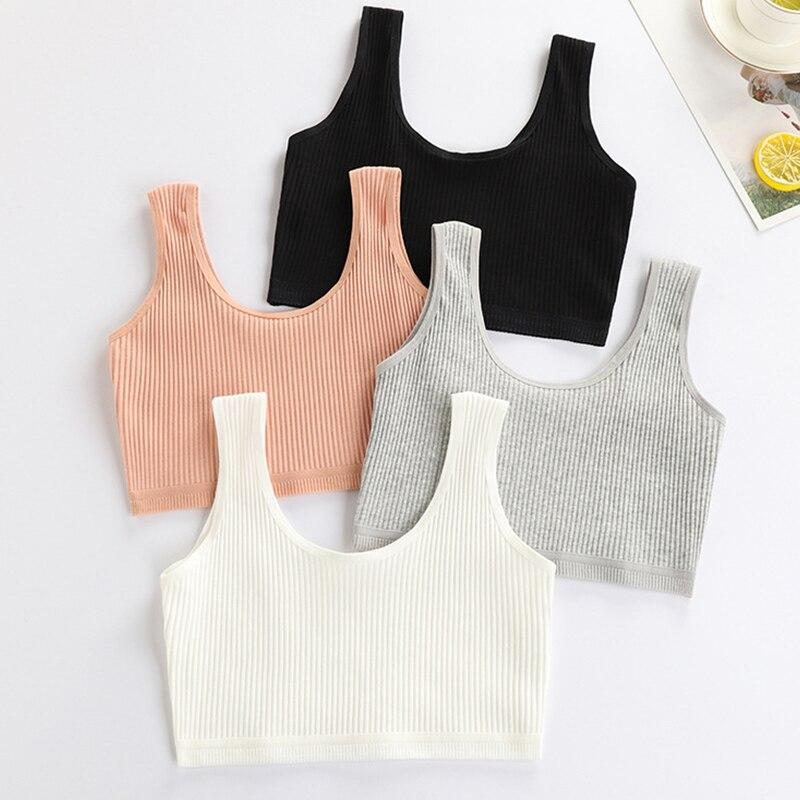 Teenager U-shaped Back Bra Tube Top Women Crop Top Women No Padded Tank Tops Lingerie Cami Seamless Wide Bra Strap Tops