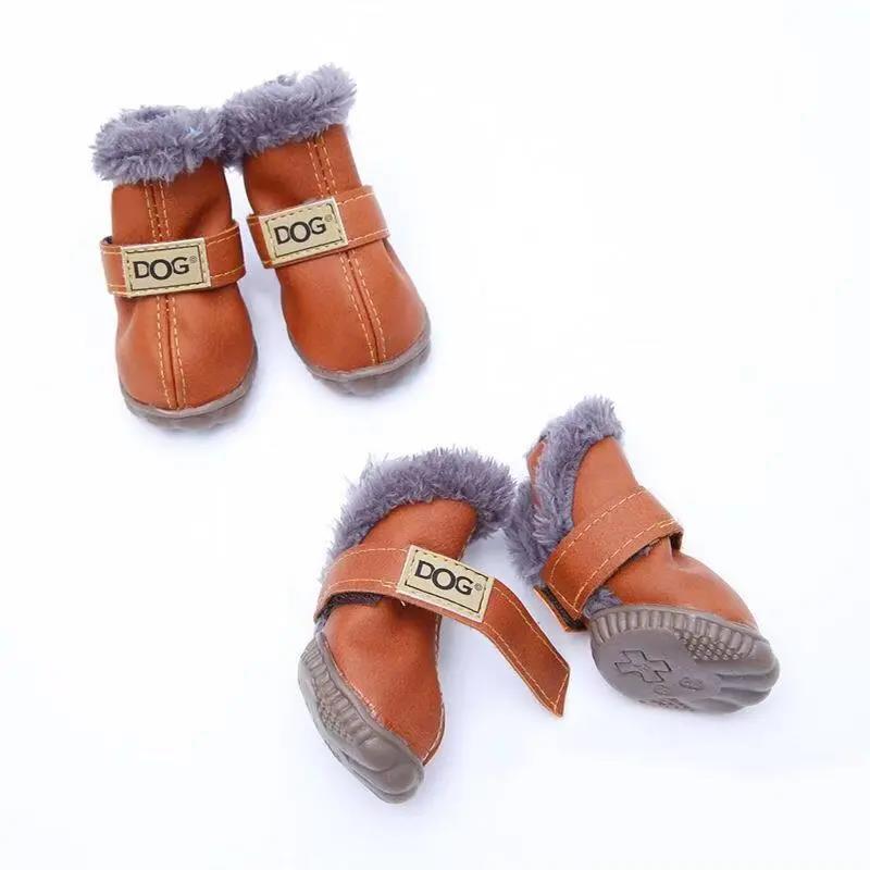 Dog Shoes Teddy Cotton Shoes Autumn and Winter Pet Snow Boots Non-slip Small Dogs Warm and Velvet Puppy Bichon Hiromi Pet Dogs Cat Walking Shoes