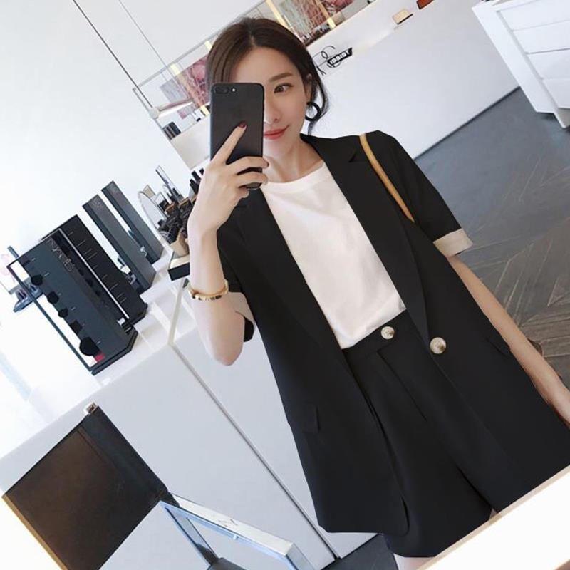 Summer Temperament Short-sleeved Small Suit Jacket Female Shorts Casual Suit Two-piece Suit Casual Suit Suit Elegant Temperament