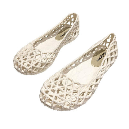 Women's Sandals Breathable Casual Jelly Hollow Out Mesh Flats Beach Shoes