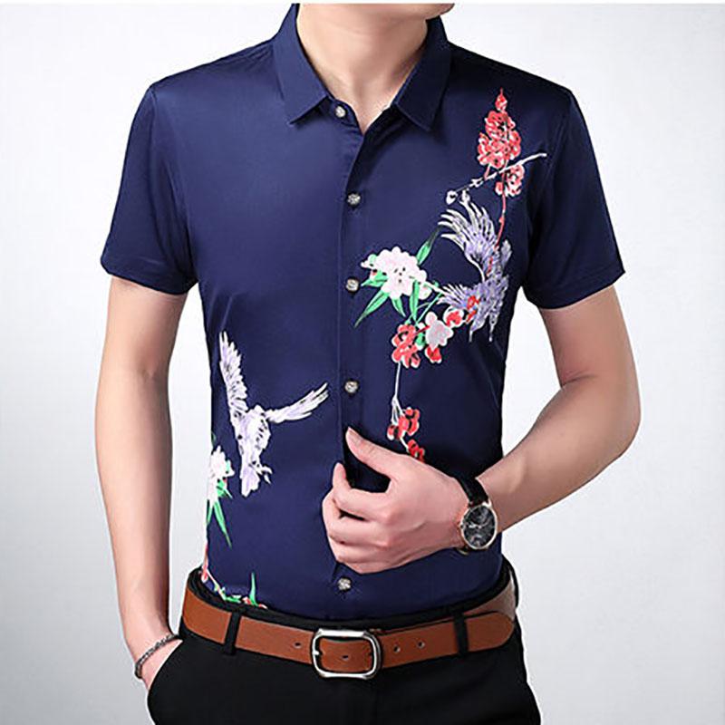 Men's Short-sleeved Slim Shirt Korean Fashion Trend Shirt Casual Business British Hair Stylist Clothes