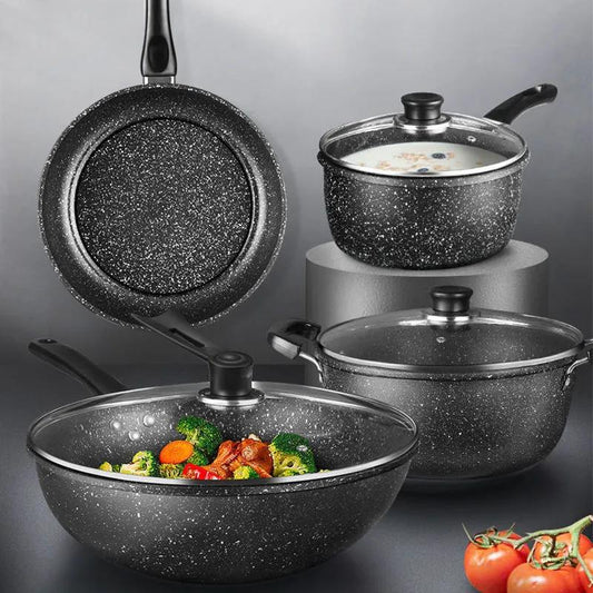 Maifan Stone Non-stick Set Pot Set Household Soup Pot Frying Pan Gas Stove Induction Cooker Suitable for Thickening Pots