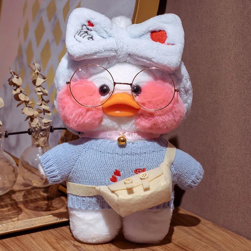 30cm Children's Plush Toys Lovely Small Duck Plush Doll with Clothes and Glasses Kid's Cute Birthday Gifts Home Doll Decor