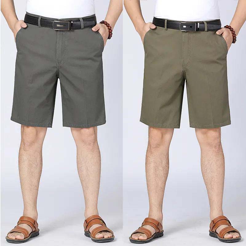 100% Cotton Shorts Summer Thin Section Straight Loose Casual Men's Shorts Middle-aged and Elderly Five-point Pants (2 pieces)