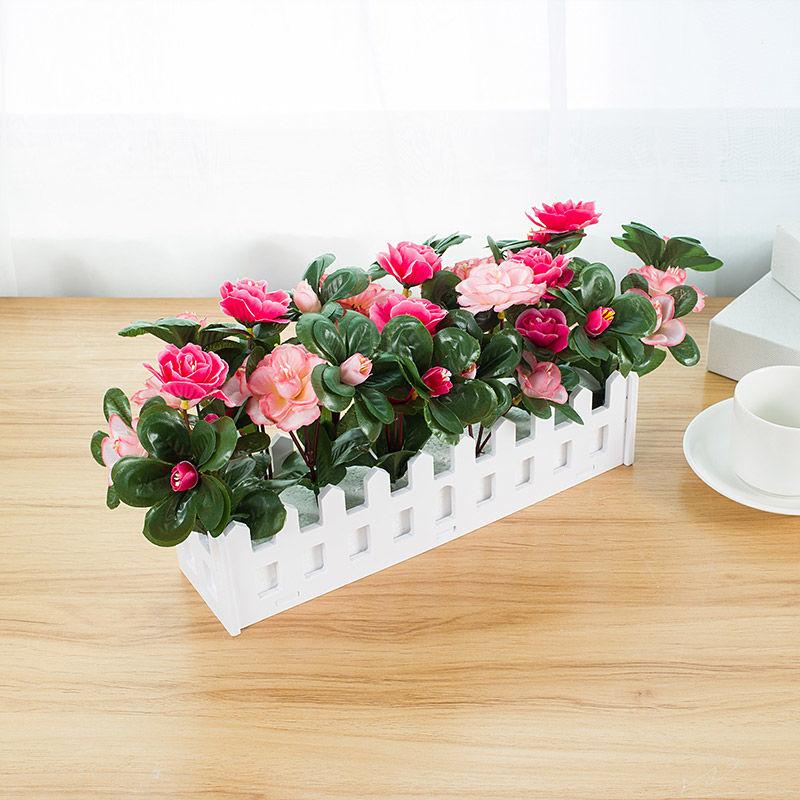 Simulation Fake Flower Small Potted Ornaments Plastic Flower Fence Floral Set Wall Hanging Flower Basket Simulation Green Grass