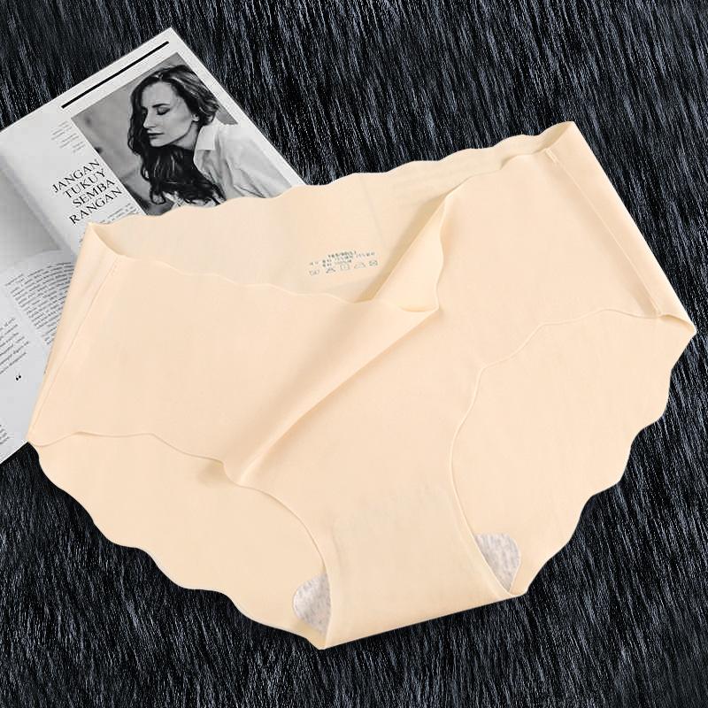 4Pcs/Set Ladies Large Size Casual Briefs Middle Waist Women's Panties Cotton Seamless Solid Color Underpants