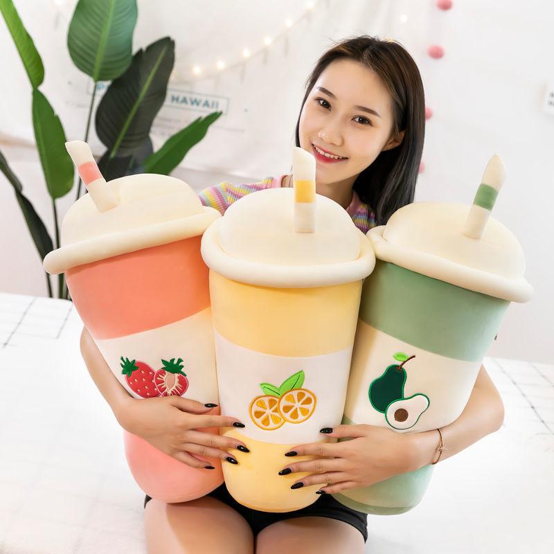 Lovely Creative Fruit Milk Tea Cup Pillow Soft Kids Sleeeping Plush Doll Cute Children Birthday Gifts