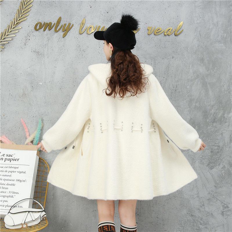 No Pilling Beaded Mid-length Sweater Autumn and Winter Korean Loose Cardigan Thick Long-sleeved Coat