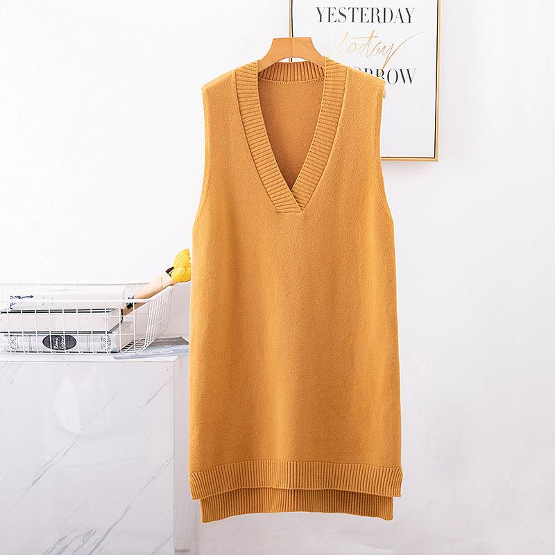 Women's Spring and Autumn Knit Sweater Vest Vest Korean Version Loose V-neck Waistcoat Sleeveless Sling All-match Sweater Women