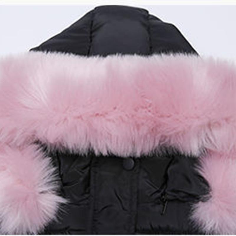 Winter Girl's Cotton-padded Jacket Big Children's Down Jacket Western Style Hooded Padded Coat Baby Mid-length Padded Jacket