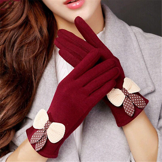 Leather gloves Woman Trend fashion gloves Plush Cotton gloves Windproof gloves Winter Warm gloves