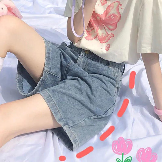 Denim Shorts Thin Summer Japanese Soft Girl Five-point Pants Female Students Korean Loose Retro Wild