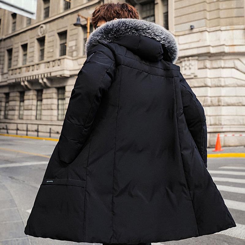 Men's Down Jacket Big Fur Collar Mid-length Korean Winter Jacket Thickened To Keep Warm