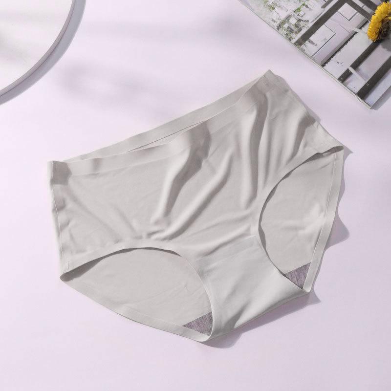 4Pcs/Set Ice Silk Seamless Underpants Women's Mid-waist Large Size Solid Color Thin Soft Briefs