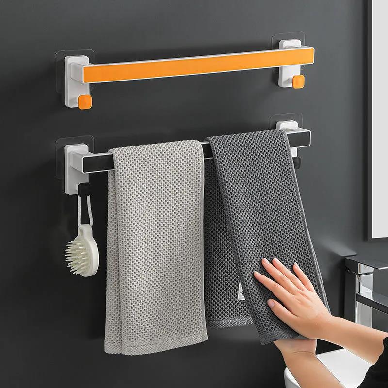 2PCS Towel Rack Bathroom Paste Rack Towel Rack Simple Slippers Rack Kitchen Rag Rack Single Pole Rack Holder Racks