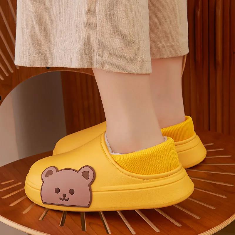 Waterproof Cotton Slippers Female Winter Cute Dormitory Thick-soled Household Non-slip Couple Home Cotton Shoes Are Light and Easy To Wipe