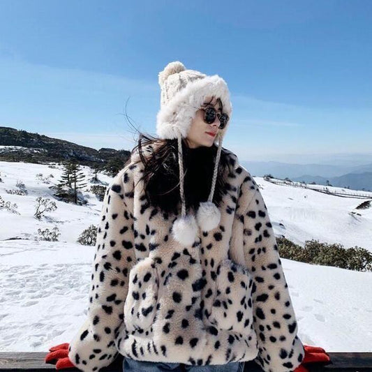 Winter Korean Style Loose Trend Style Ladies Faux Fur Plush Jacket