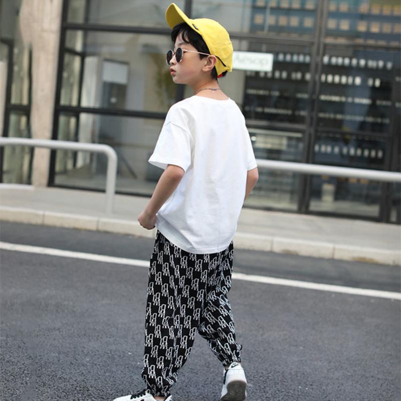 Boys' Summer Suits Big Children's Cotton T-shirts Children's Loose Casual Anti-mosquito Pants