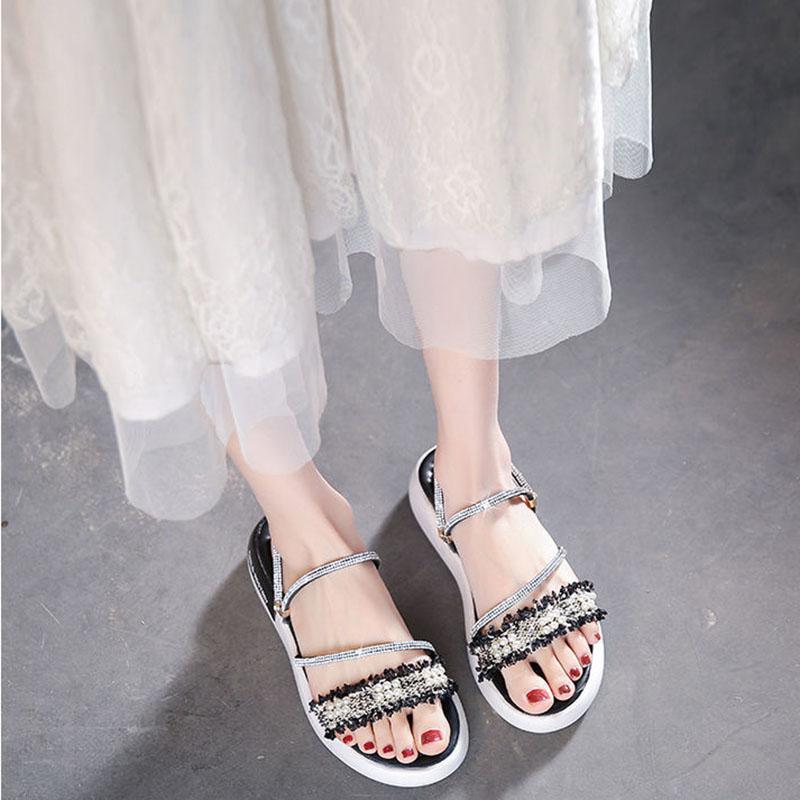 Women's Sandals Fairy Style Summer Flat Beach Two Wear Roman Sandals and Slippers