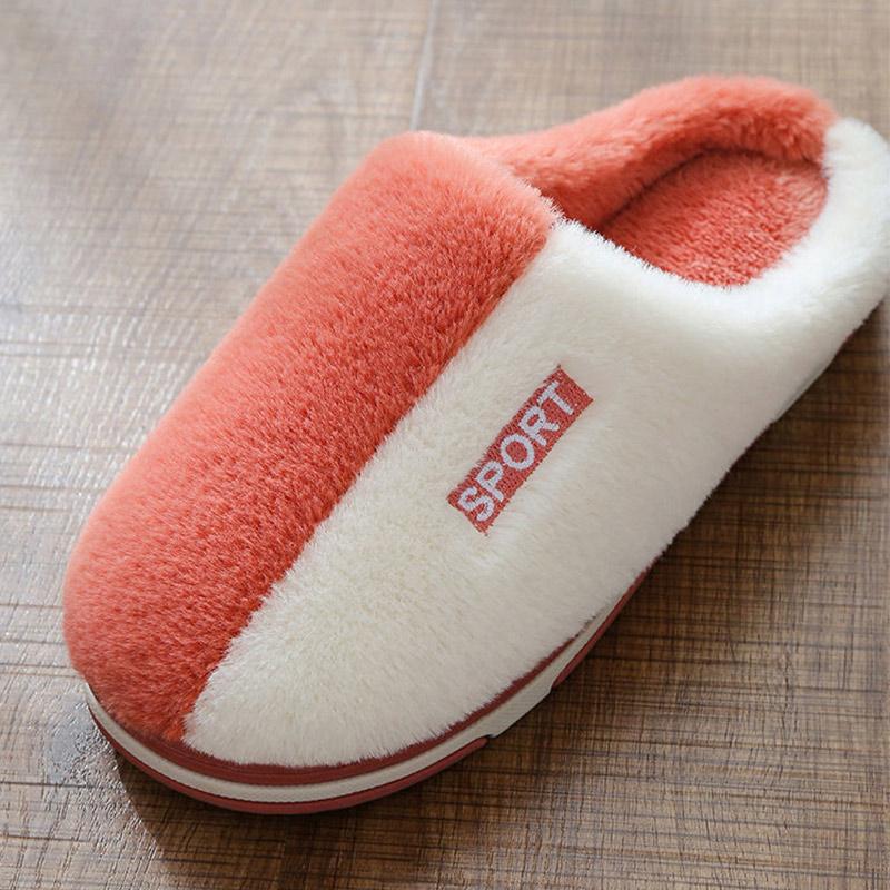 Cotton Slippers Men's Winter Plus Size Home Indoor Warm Thick Bottom Plus Velvet Non-slip Plush Slippers