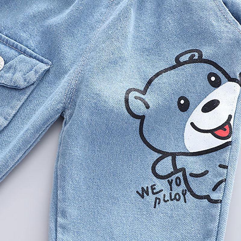 Children's Clothing Boys and Girls Jeans Spring and Autumn Casual Pants Trousers Pocket Printing Trousers