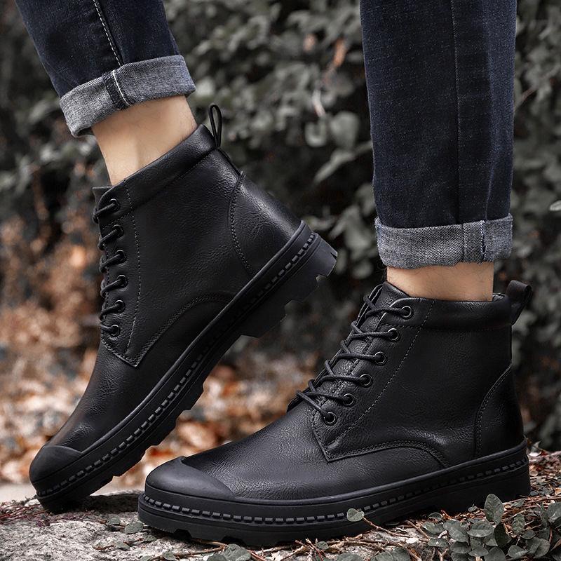 Autumn and Winter Leather Martin Boots Male Handsome Ankle Boots Waterproof Non-slip Work Boots