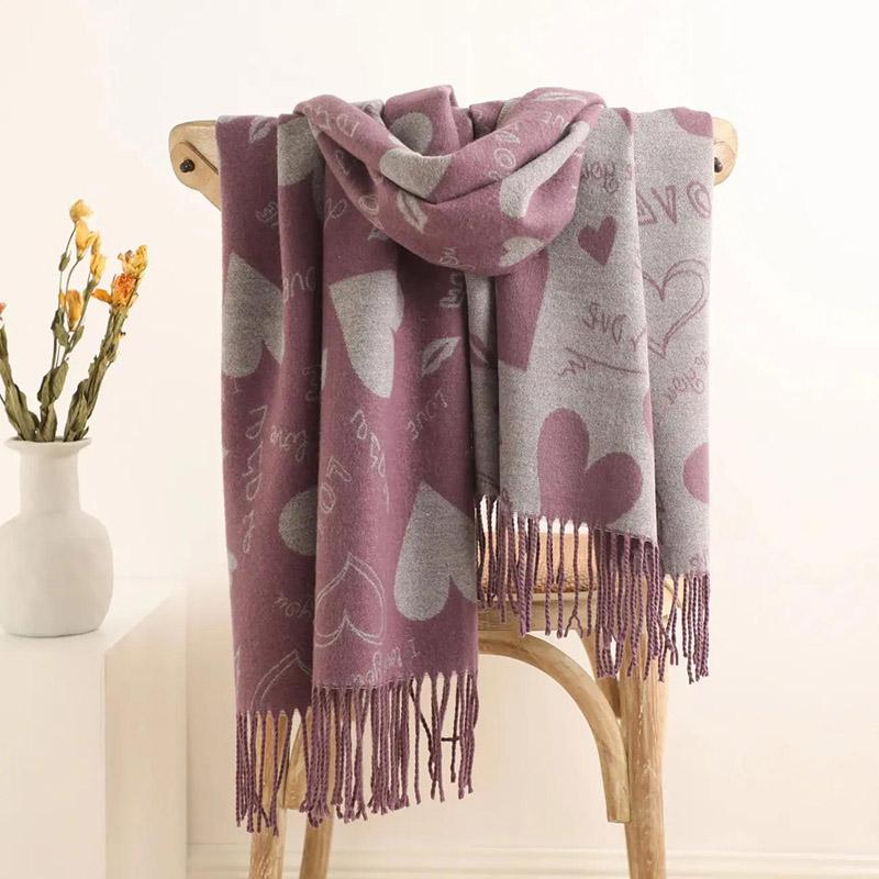 Winter Flowers Cashmere Scarf Women High-end Western Style Su Shawl Thickened Warmth Double-sided Two-color Bib Women