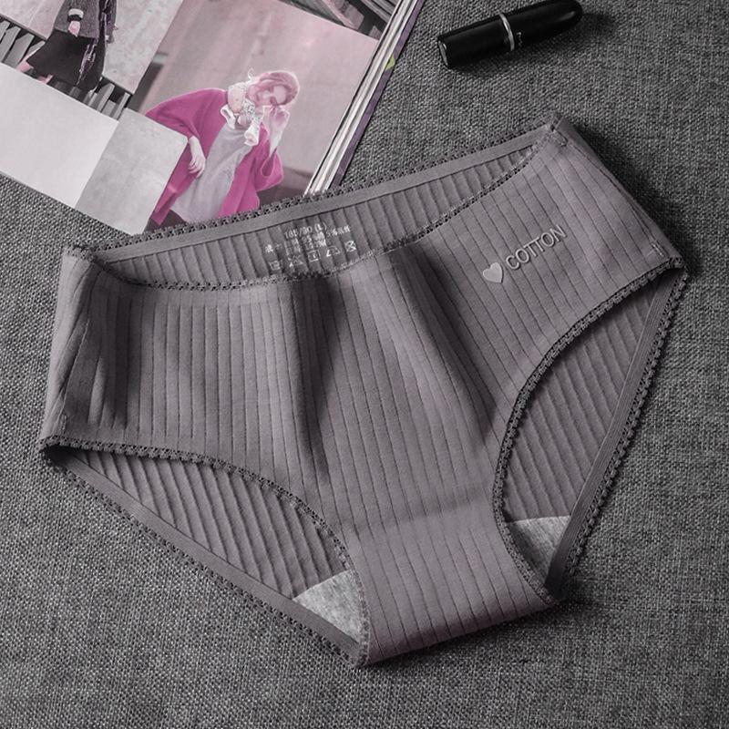 6Pcs/Set Women's Underpants Solid Color Large Size Panties Mid-waist Seamless Lace Girl's Briefs