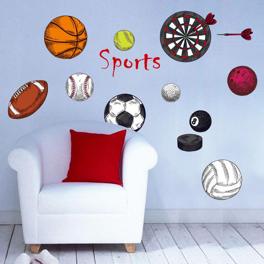 Basketball football darts indoor loading PVC material DIY wall sticker mural balls cartoon wallpaper