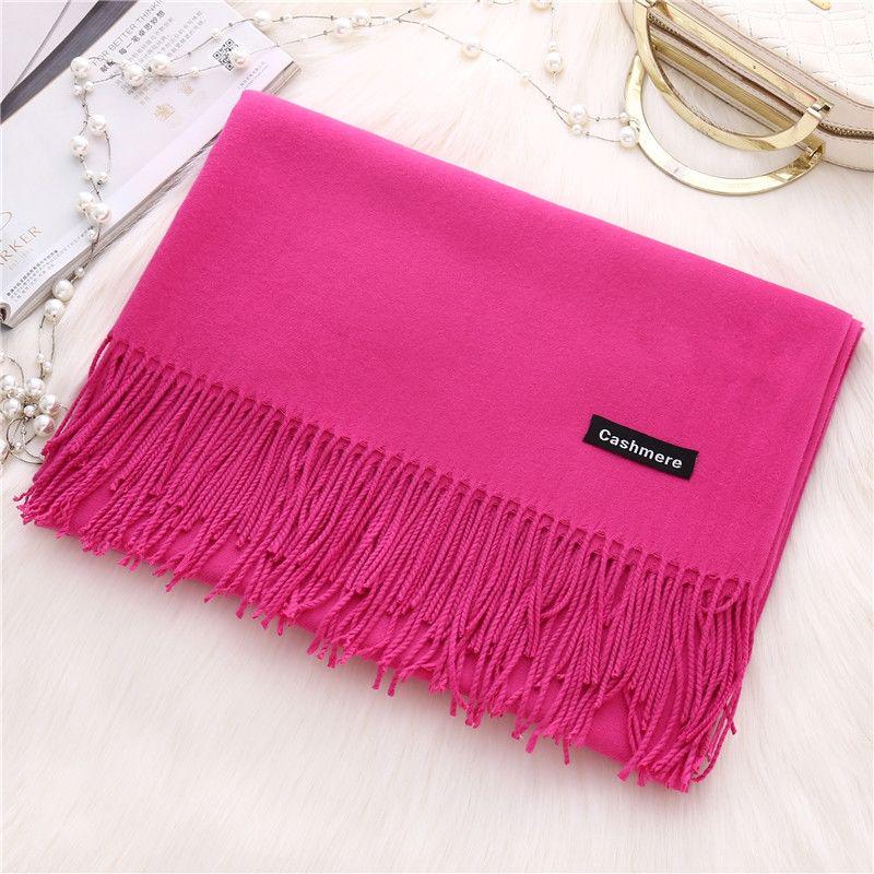 Women Solid Color Cashmere Scarves with Tassel Lady Long Scarf  Female Shawl Men Scarf