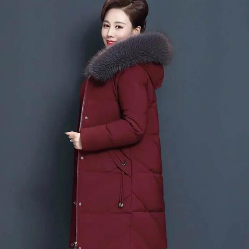 Mid-length Cotton-padded Jacket Women's Padded Jacket Mother Middle-aged and Elderly Large Size Autumn and Winter Jacket Loose and Thick