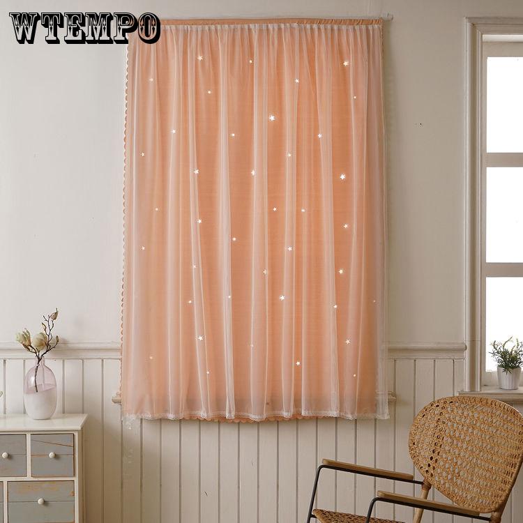 WTEMPO Star Velcro Short Curtain Free Punch Balcony Bedroom Curtain Blackout Short Curtain