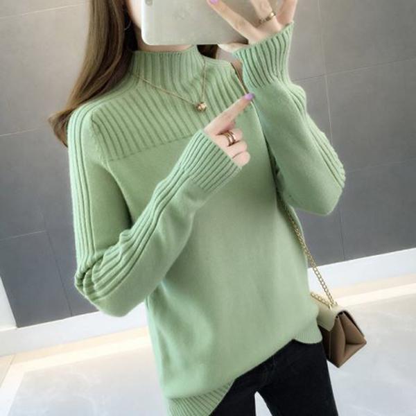 Wild Long sleeve high collar sweater Knitting Sweater Women's Autumn and winter Bottoming shirt