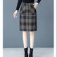 Autumn and Winter Woolen Plaid Skirt Women's High Waist Small Temperament A-line One Step Hip Skirt