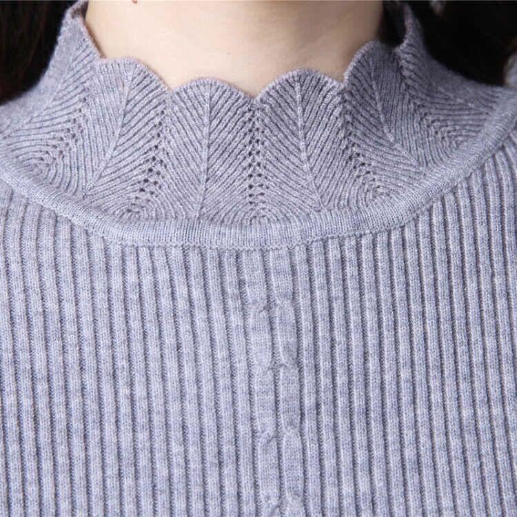 High Collar Sweater Winter Knitting Sweaters Large Size Sweater Skirt Woman Medium and Long Section