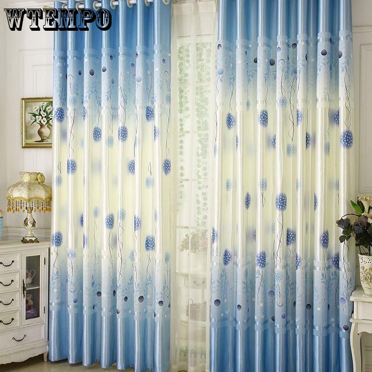 WTEMPO Curtain Finished Bedroom Living Room Dormitory Rental Curtain Fabric Hook Hanging Curtain