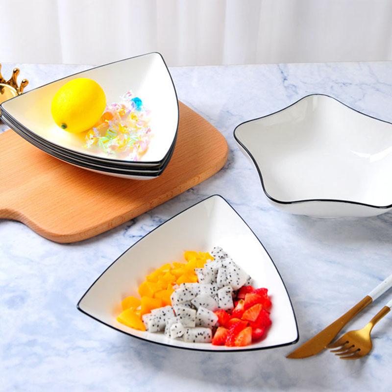 Nordic Style Plate Dish Plate Household Ceramic Dish Plate Creative Fruit Plate Square Dessert Plate Heart-shaped Plate