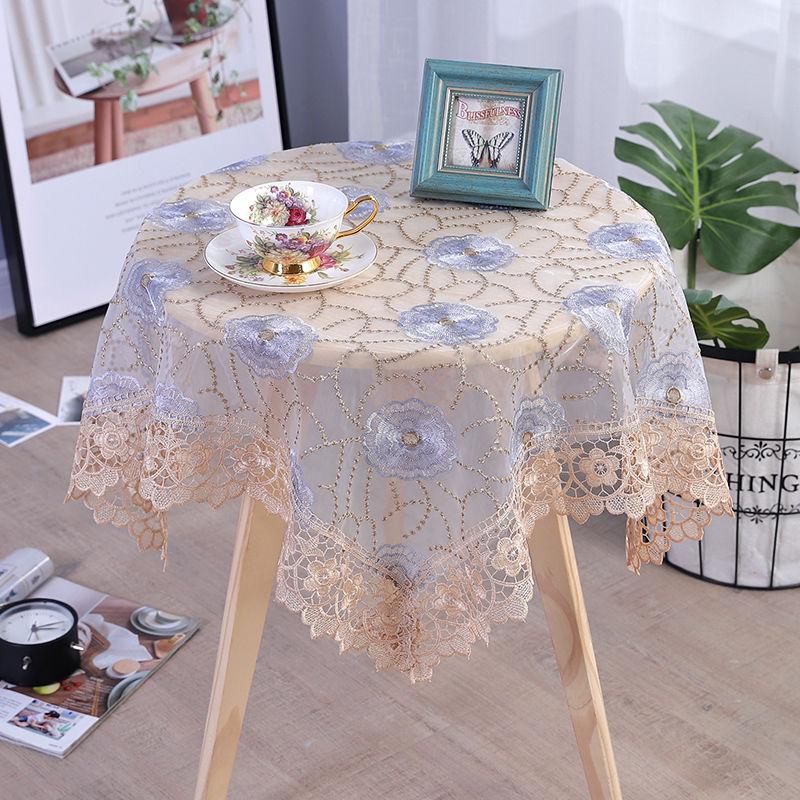 Cloth Dust Covering Lace Embroidered Tablecloth Round Table Rectangular Table Bedside Table Lace Embroidered Cover Towel Table Cloth