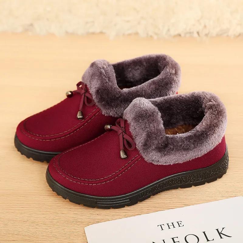 Winter Cotton Shoes Cloth Shoes Women's Flannel Surface Plus Velvet Thick Warm Shoes Beef Tendon Bottom Non-slip Shoes