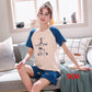 Short-sleeved Pajamas Women Summer Casual Cotton Cute Ladies Large Size Home Service Two-piece Suit