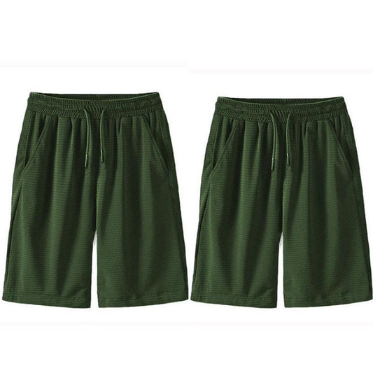 Two-Pack Youth Mesh Five-Point Pants Solid Color Breathable Loose Sports Shorts Men's Large Size Casual Pants