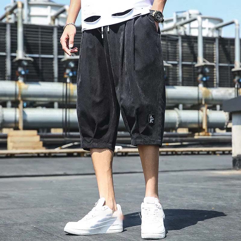 Men's Five-point Shorts Men's Outer Wear Summer Trend Leisure Sports Tide Brand Outer Wear Loose Straight Ice Silk Cropped Pants