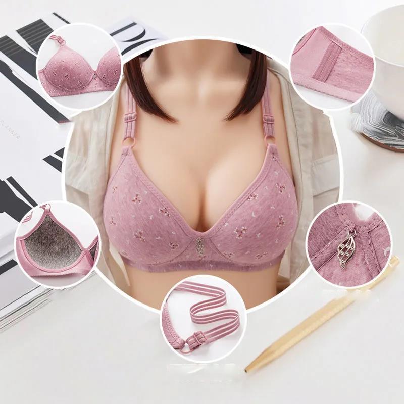 Cotton Underwear Comfortable Bra Pure Cotton No Steel Ring Gather Large Size Adjustable Bra Anti-sagging Fabric Soft Light and Breathable