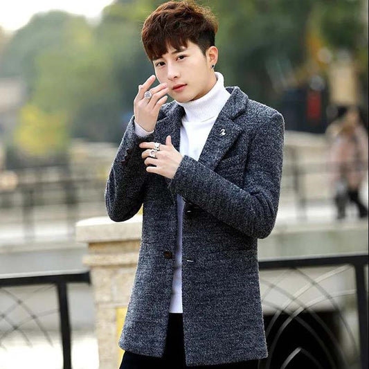 Windbreaker Men's Mid-length Coat Men's Jacket Autumn and Winter Trend Thick Winter Clothing