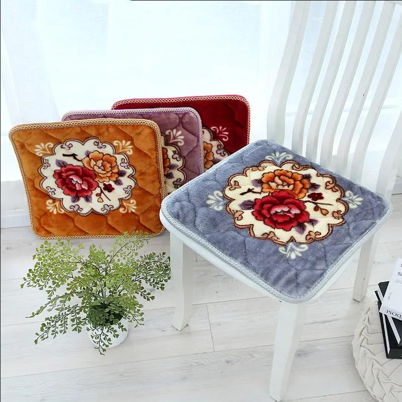 4 Packs Thick Non-slip Plush Cushion Vintage Floral Square Cushion Chair Office Restaurant Chair Cushion Student Classroom Stool Cushion Butt Cushion