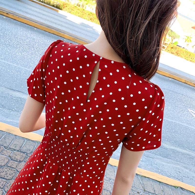 Vintage Dress French Style Polka Dot Midi Dress Long Sleeve High Waisted Retro Holiday Dress Women