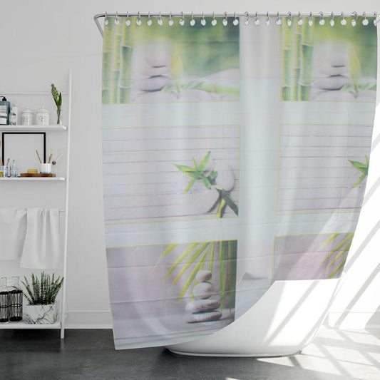 Printed Shower Curtain with Hooks Waterproof and Mildew-proof Sanitary Partition Shower Curtain